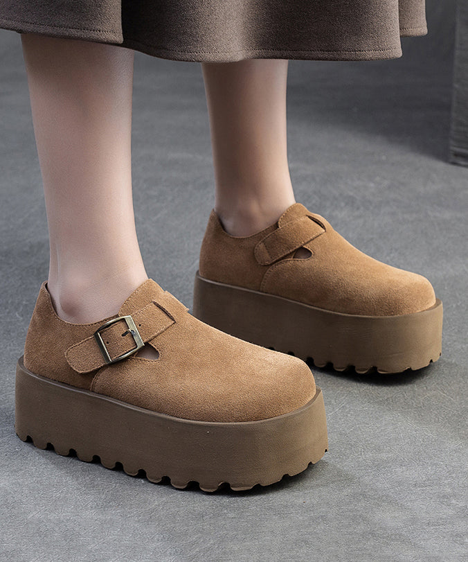 Original Design Khaki Women Splicing Suede Platform Shoes