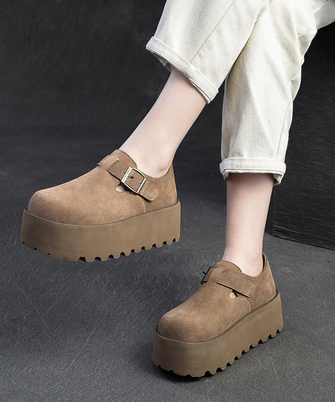 Original Design Khaki Women Splicing Suede Platform Shoes