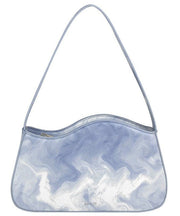 Original Design Light Blue Tie Dye Paitings Faux Leather Satchel Handbag