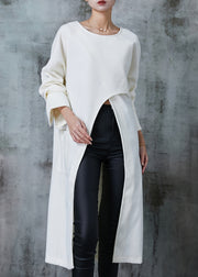 Original Design Milk White Oversized Side Open Cotton Dresses Spring