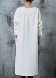 Original Design Milk White Oversized Side Open Cotton Dresses Spring
