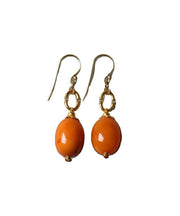 Original Design Orange Ancient Gold Zircon Beeswax Drop Earrings