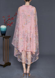 Original Design Pink Embroidered Tulle Dress Summer