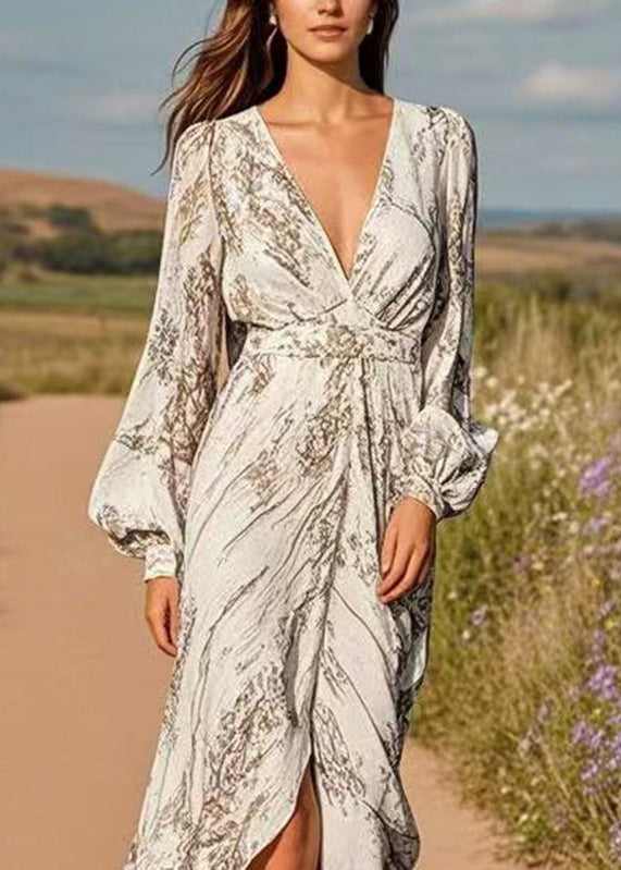 Original Design Print Tunic Chiffon Maxi Dress Spring