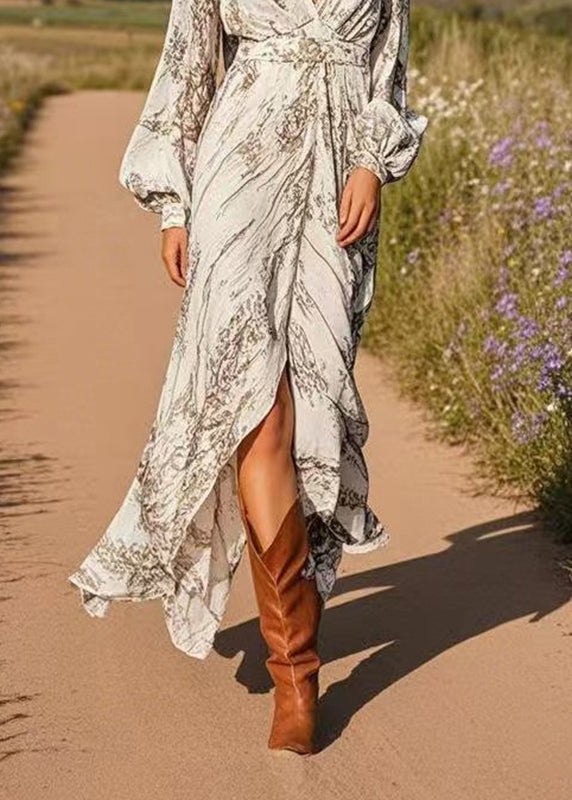 Original Design Print Tunic Chiffon Maxi Dress Spring