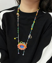 Original Design Rainbow Alloy Beading Tassel Pendant Necklace