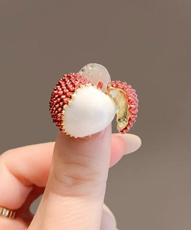 Original Design Red Alloy Lychee Brooch