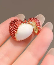 Original Design Red Alloy Lychee Brooch