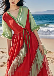 Original Design Ruffled Tulle Patchwork Cotton Dresses Summer