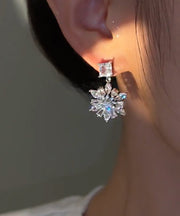 Original Design Silk Alloy Zircon Floral Drop Earrings