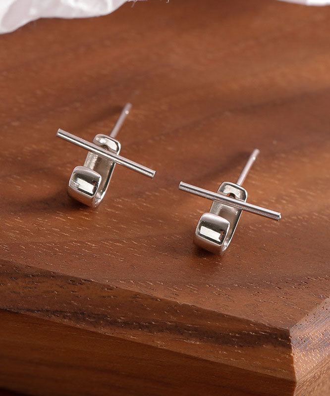 Original Design Silk Sterling Silver Stud Earrings