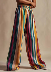 Original Design Striped Elastic Waist Linen Pants Summer