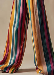 Original Design Striped Elastic Waist Linen Pants Summer