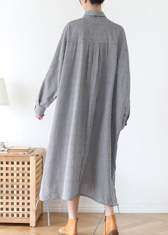 Original Design Striped Peter Pan Collar Shirts Dresses Spring