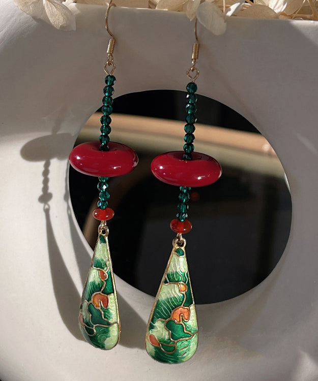 Original Design Vintage Crystal Enamel Water Drop Earrings