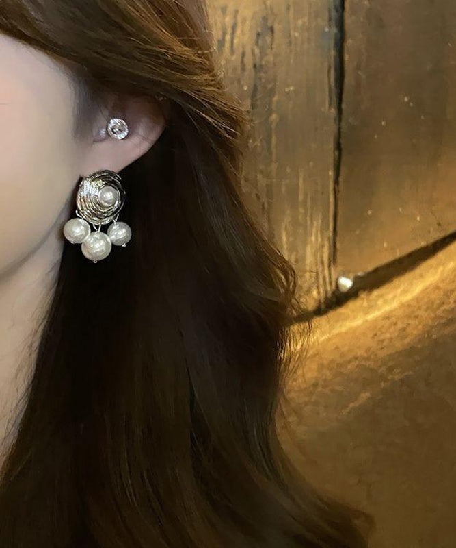 Original Design White Alloy Pearl Stud Earrings