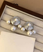 Original Design White Alloy Pearl Stud Earrings