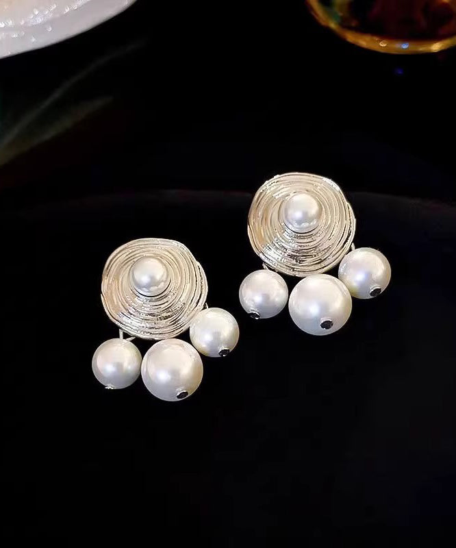 Original Design White Alloy Pearl Stud Earrings