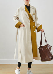 Original Design White Oversized Patchwork Cotton Fake Two Piece Coat Fall