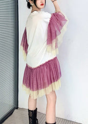 Original Design White Ruffled Tulle Patchwork Cotton Dresses Summer