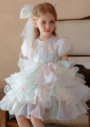 Original Design White Sequins Patchwork Girls Party Dress Summer