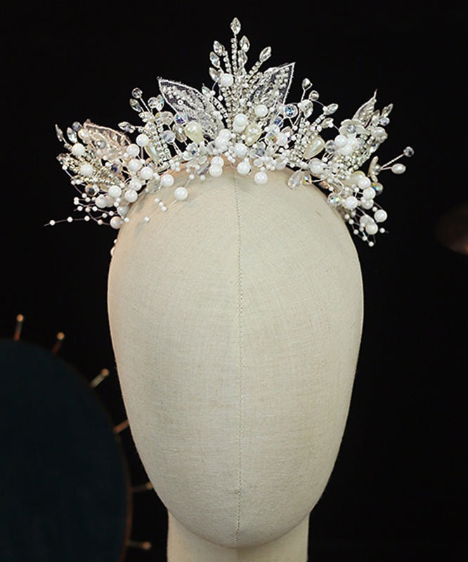 Original Design White Silver Plating Pearl Crystal Kids Crown