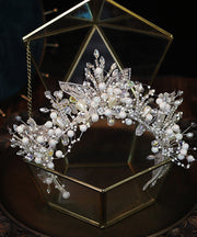 Original Design White Silver Plating Pearl Crystal Kids Crown