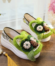 Original Design White Tassel Nail Bead Platform Shoes