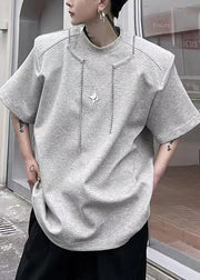 Original Grey O Neck Patchwork Cotton Mens T Shirt Designer Summer