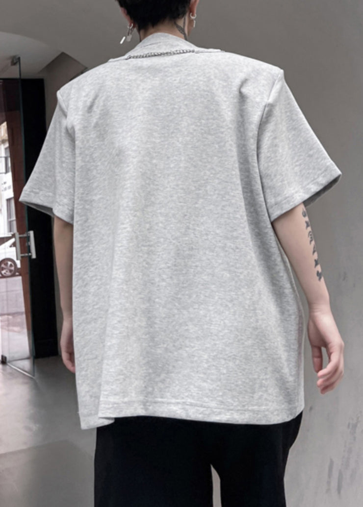 Original Grey O Neck Patchwork Cotton Mens T Shirt Designer Summer
