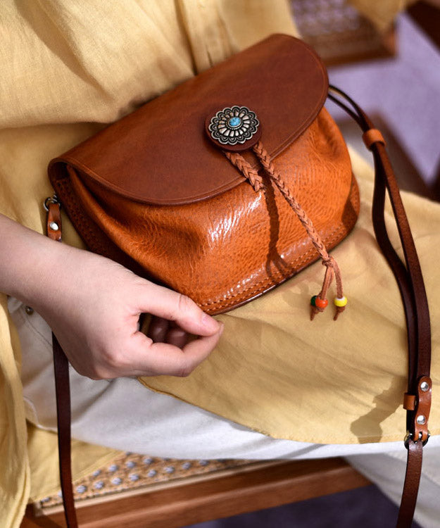 Original Handmade Brown Calf Leather Messenger Bag