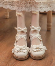 Original Japanese White Bow Cross Strap Princess Loli Shoes