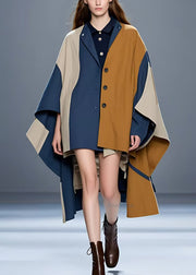 Original Navy Low High Design Patchwork velvet Coats Fall