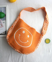 Original Orange Smiling Face Knitted Messenger Bag