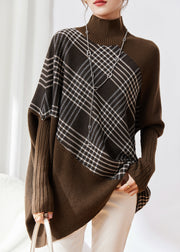 Original Oversized Coffee Asymmetrical Patchwork Woolen Sweaters Winter