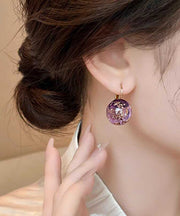 Original Purple Sterling Silver Alloy Gem Stone Stud Earrings