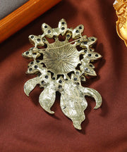 Oversize Champagne Alloy Crystal Zircon Sunflowers Brooches