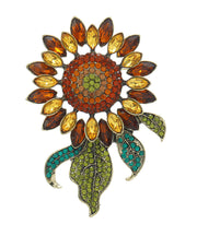 Oversize Champagne Alloy Crystal Zircon Sunflowers Brooches