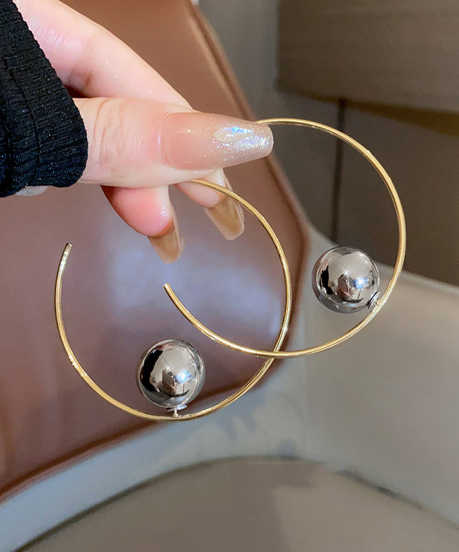 Oversize Gold Copper Allouy Metal Hoop Earrings