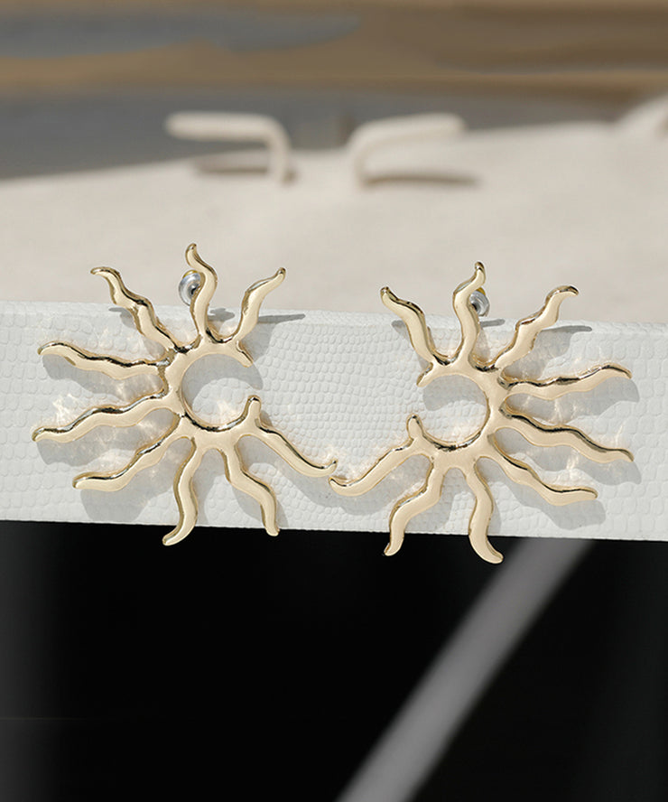 Oversize Gold Copper Alloy Sun Stud Earrings