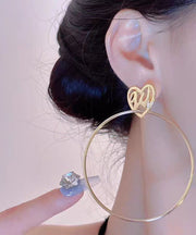 Oversize Gold Copper Overgild Love Hoop Earrings