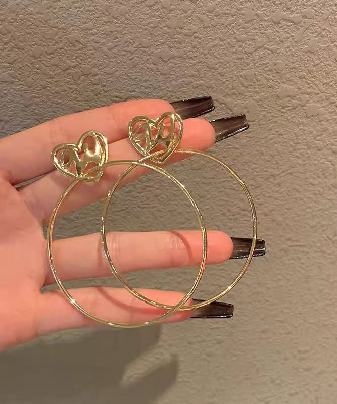 Oversize Gold Copper Overgild Love Hoop Earrings