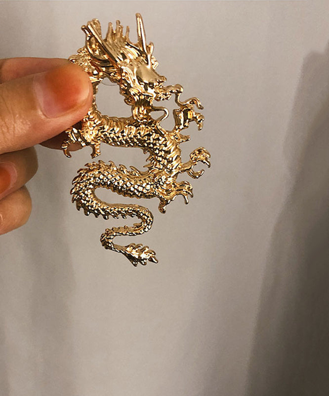 Oversize Gold Sterling Silver Overgild Dragon Drop Earrings