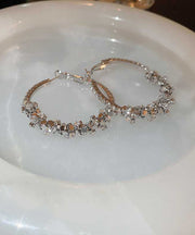 Oversize Silk Sterling Silver Alloy Zircon Sequins Hoop Earrings