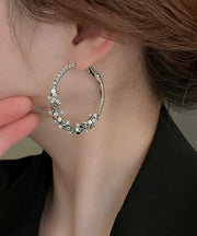 Oversize Silk Sterling Silver Alloy Zircon Sequins Hoop Earrings