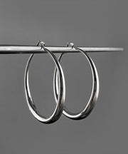 Oversize Silk Sterling Silver Big Circle Hoop Earrings