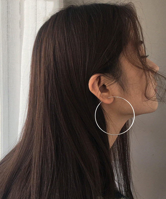 Oversize Silk Sterling Silver Circular Hoop Earrings