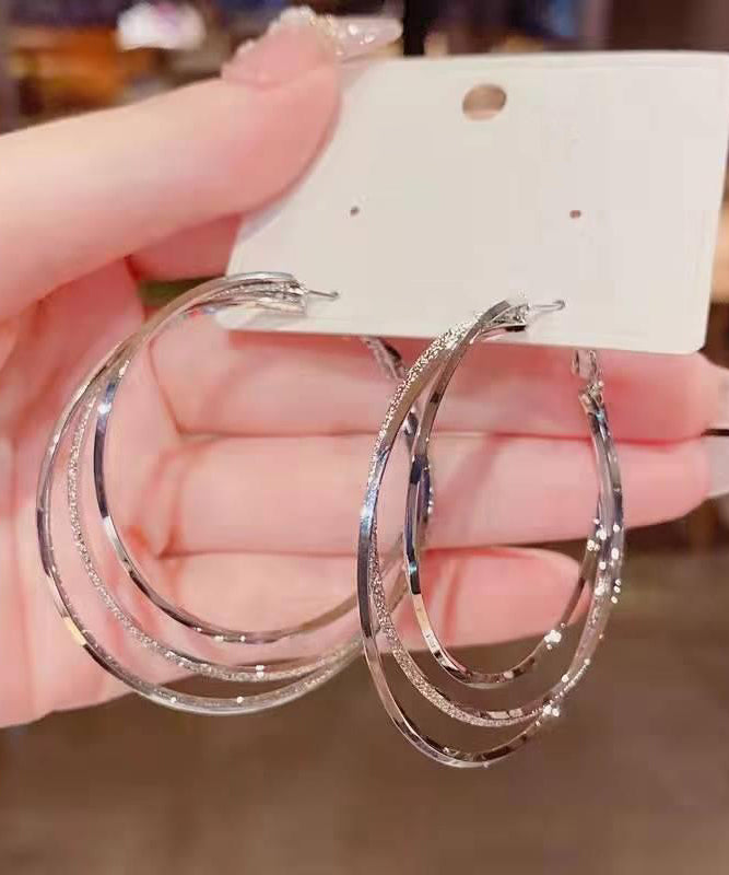 Oversize Silk Sterling Silver Layered Hoop Earrings