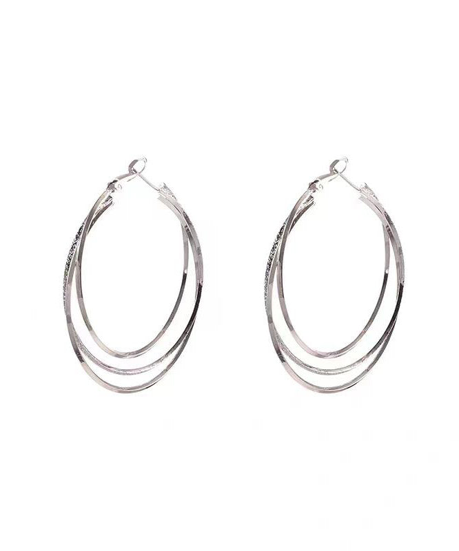 Oversize Silk Sterling Silver Layered Hoop Earrings