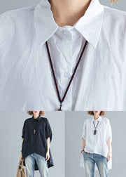 Oversized Black Asymmetrical Patchwork Cotton Shirts Top Summer